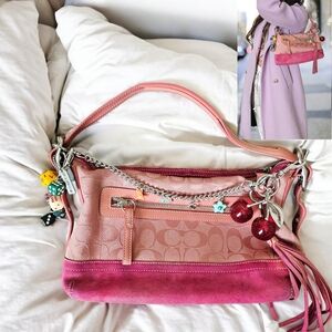 Coach Signature East West Shoulder Bag in pink/salmon